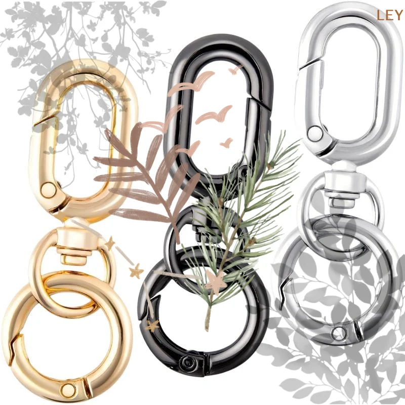 2/10 Pcs Metal Swivel Spring Snap Hooks Double Opening Swivel Clasp Clips Key Chain Clip With Key Ring For DIY Keys