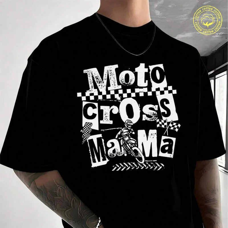 

Men Cotton T-Shirt Motocross Mama Shirt Dirt Bike Moto T Shirt O-neck Short Sleeve Tees Fashion Hip Hop Tshirt