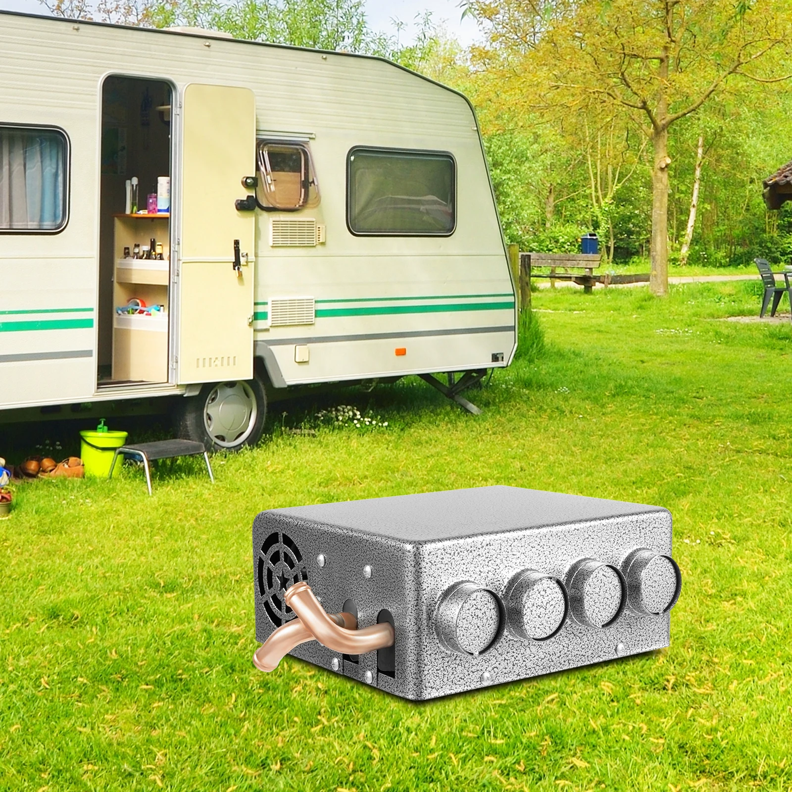 Autositzheizung 12V 4-Wege-Heizung 28*23*10cm Universelle Autoheizung 2x2,75 Zoll Lufteinlässe für Autos/LKWs/Schiffe/Wohnmobile/Erntemaschinen