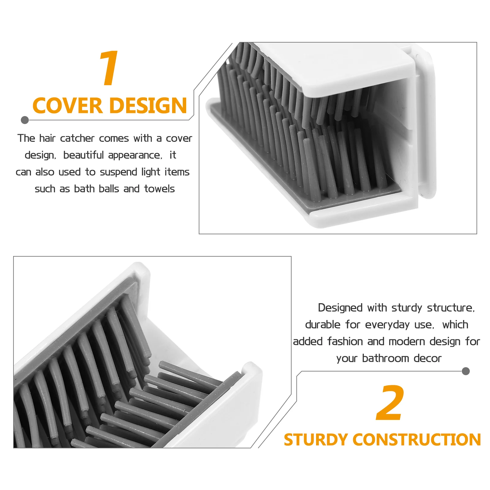 Receptor de captura de pelo para pared, receptor de bañera de ducha con recolector de cerdas, accesorios de Gel de sílice, accesorio de baño para el hogar grueso