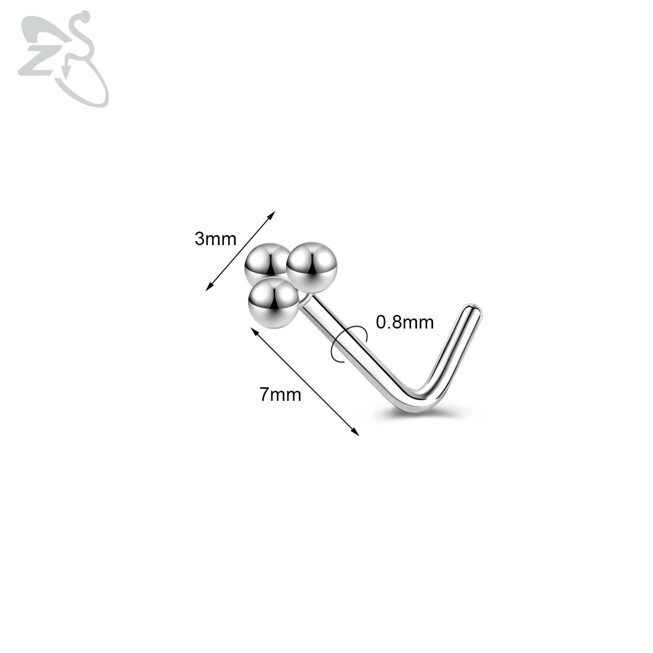 Cute CZ Crystal Nose Stud L-Shape