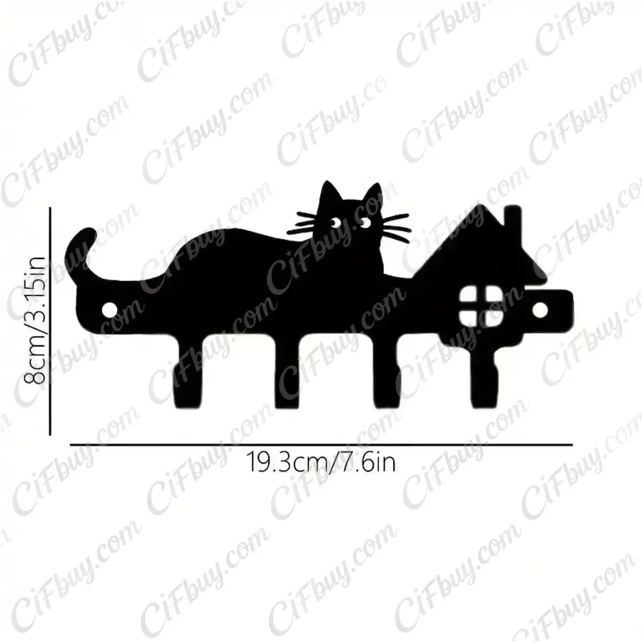 CIFBUY Cat Key Holder Wall Mounted Metal Key Rack Organizer Entryway Home Decor Hanging Rack For Hallway Kitchen Gift Ornament