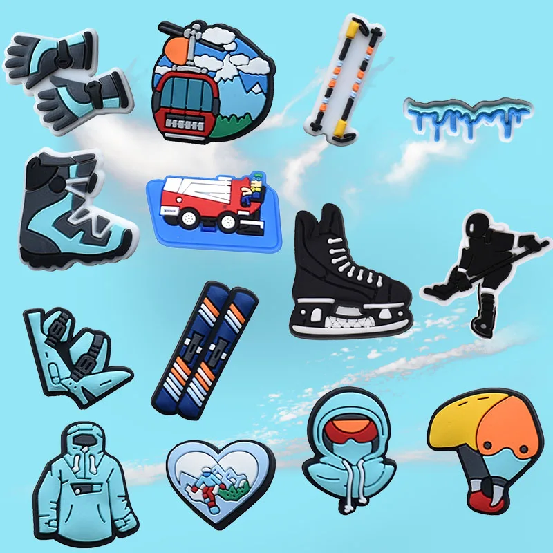 Shoe Charms for Crocs Accessories Ski Athletes Shoes Charm for Croc Decorations Pins Men Accessory Jeans Woman Clogs Clips