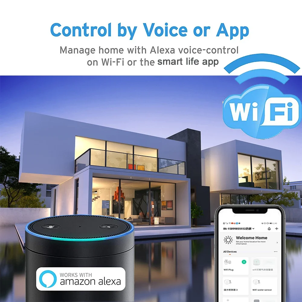 NEO Coolcam Smart Tuya Wifi Sirena di allarme con sensore di umidità della temperatura compatibile con Echo Google Home Assistant