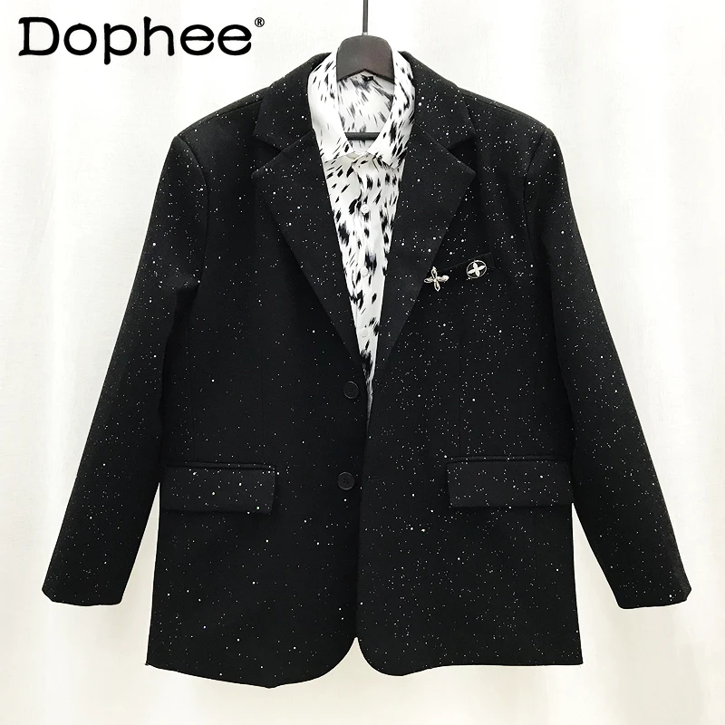 

Spring Summer New High-End Sequined Small Gold Dot Suit Jacket Men's Fashionable Trendy Male Loose Comfortable Suit Tops