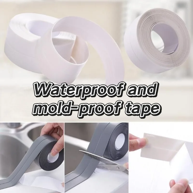 Ruban d'étanchéité en PVC étanche facile à appliquer – Bande de calfeutrage transparente et anti-moisissure pour éviers de cuisine et de salle de bains, toilettes et baignoires
