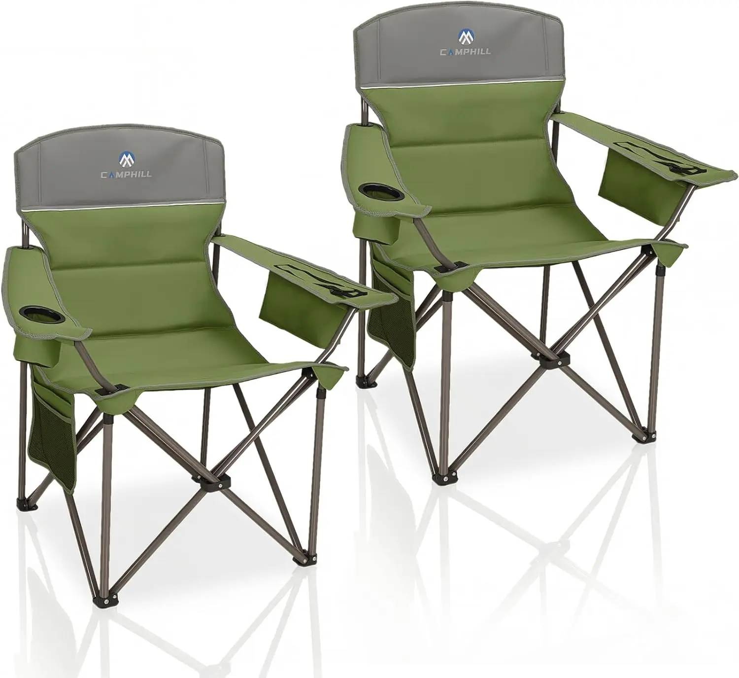 

2-Pack Oversized Camping Chairs with Cooler Bag, Cup Holder, and Side Pocket for Outdoor Use