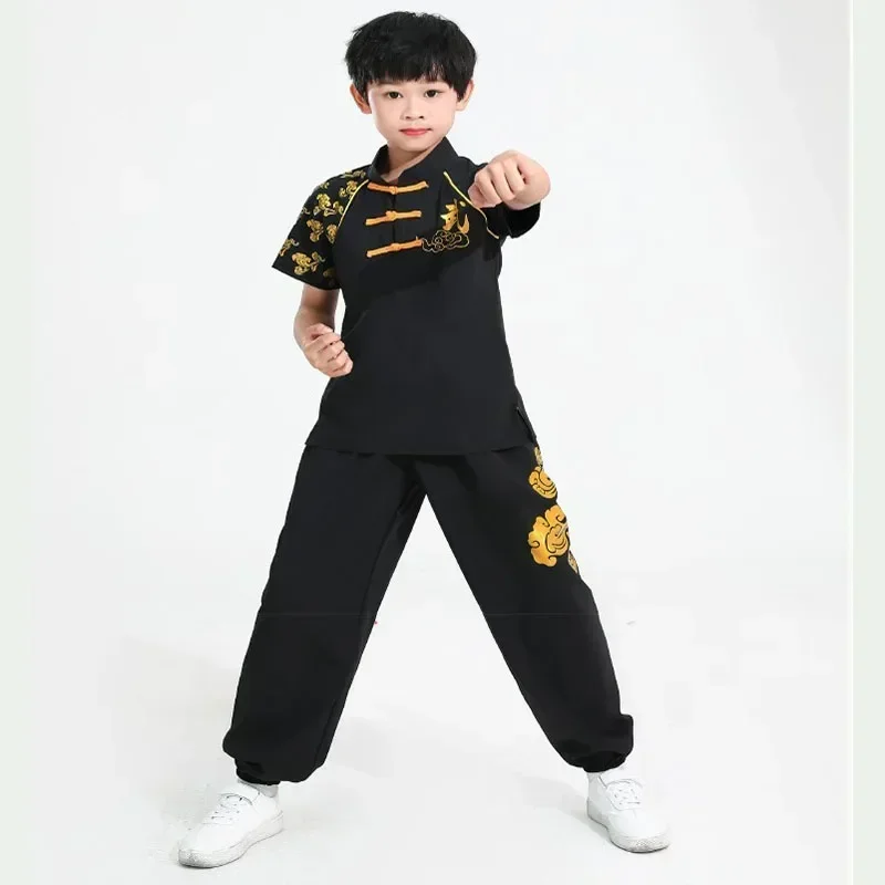 Conjunto de roupas Kung Fu chinês tradicional para crianças, performance de palco, uniforme de artes marciais, tai chi para crianças