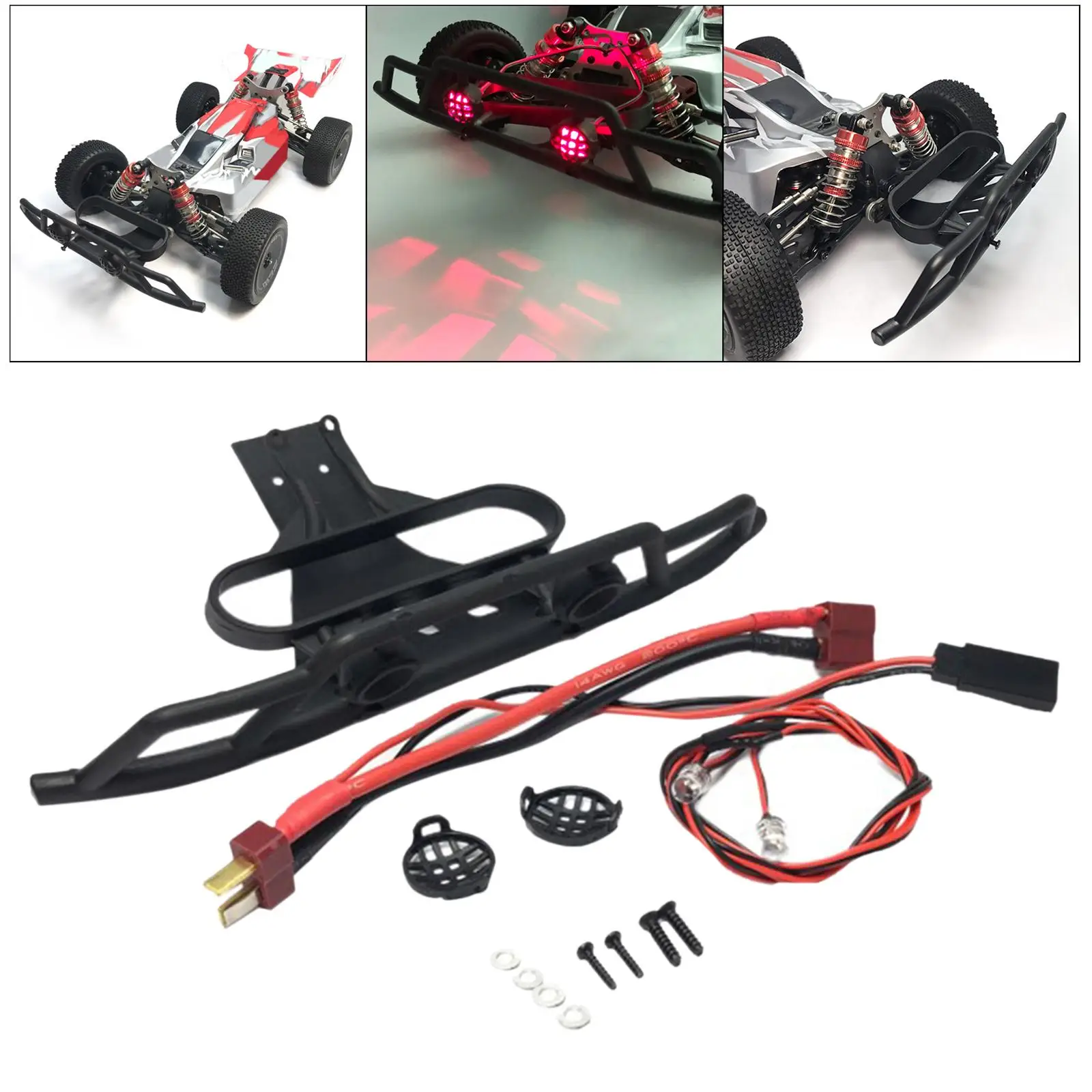 

RC Car Front DIY with LED Lights Replacement for 144010 1/14 RC Buggy Accessories Remote Control Vehicle