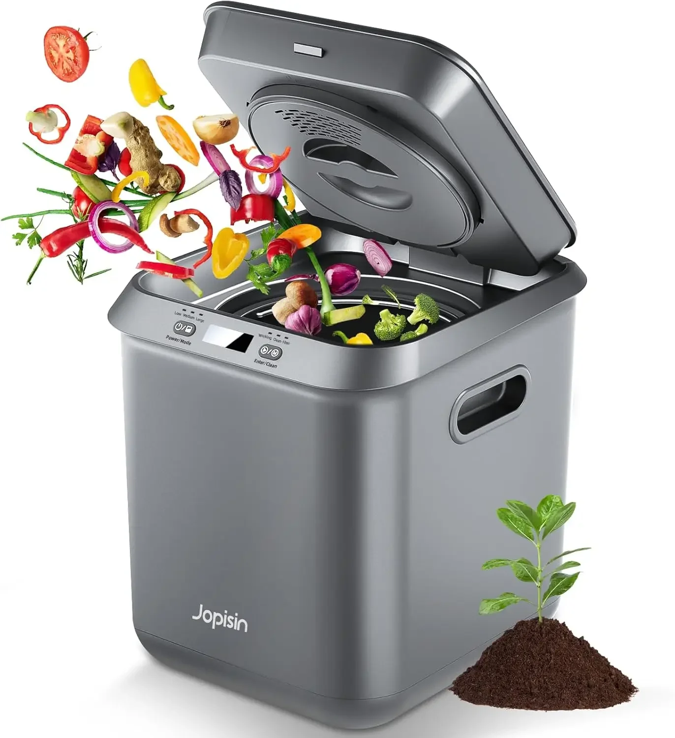 Electric Kitchen Composter for Indoor: 2.5L Large Capacity Odorless Smart Compost Bin