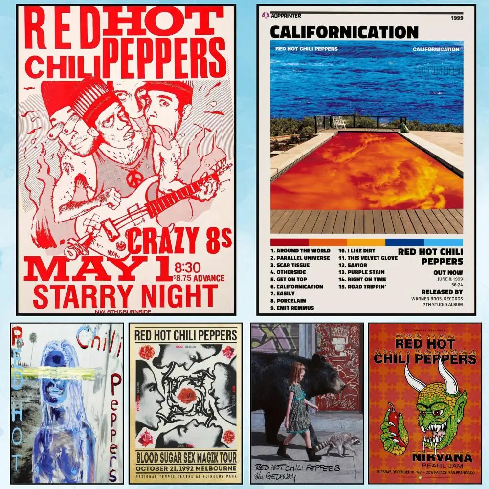 

Band R-Red Hot C-Chili Peppers Painting Calligraphy HD Waterproof Canvas poster Art: Aesthetic Wall Decor Home,Bar & More