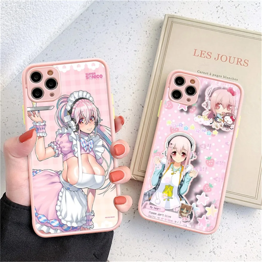 

S-Super Sonico Sexy Girl Phone Case for iPhone 14 11 12 13 Mini Pro Max 8 7 Plus X XR XS MAX Translucent Matte Cover