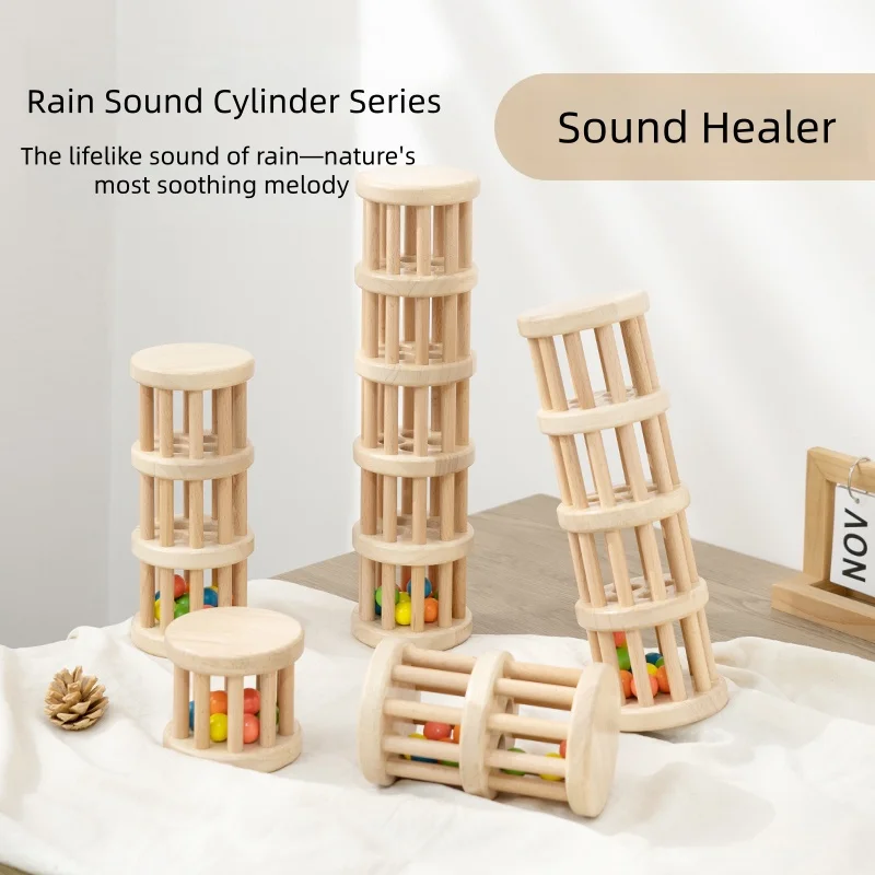 لعبة خشخيشة كروية خشبية ملونة، تصميم أسطواني متعدد الطبقات، فهم، وهز، والاستماع إلى الأصوات الممتعة #1