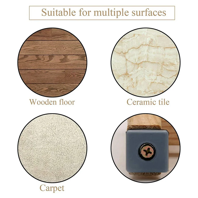 

ABAH-80Pcs Furniture Sliders For Carpet PTF Furniture Glides Screw-In Square Furniture Moving Slider 25Mm With Screws