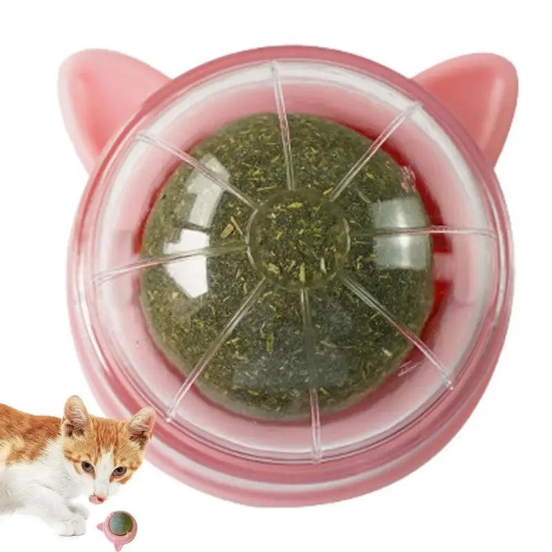 Catnip Ball Toy Edible Cat Teething Toy Wall Catnip Balls Healthy Kitten Chewing Licking Biting Rotary Toys For Indoor Cats