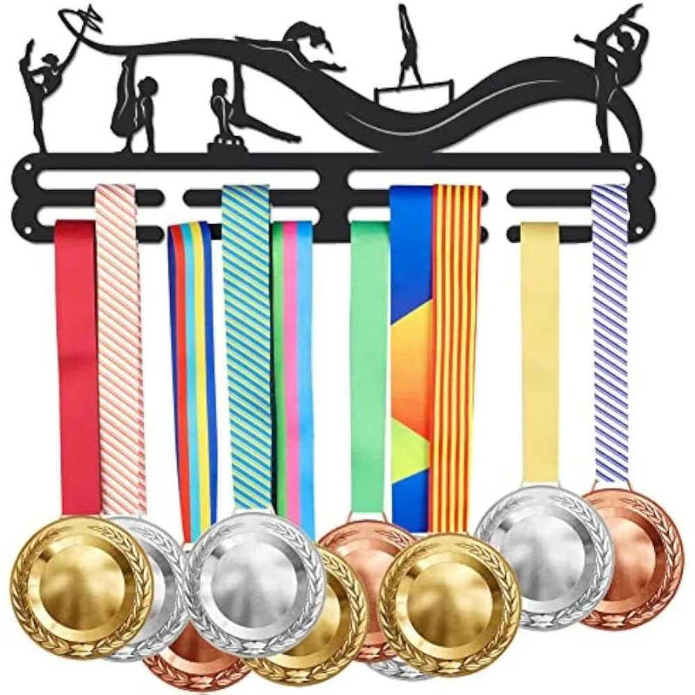 Gymnastics Medal Hanger Display Exercise with Ribbons Medal Display Rack Wall Mount Ribbon Display Holder Rack Hanger Decor Iron