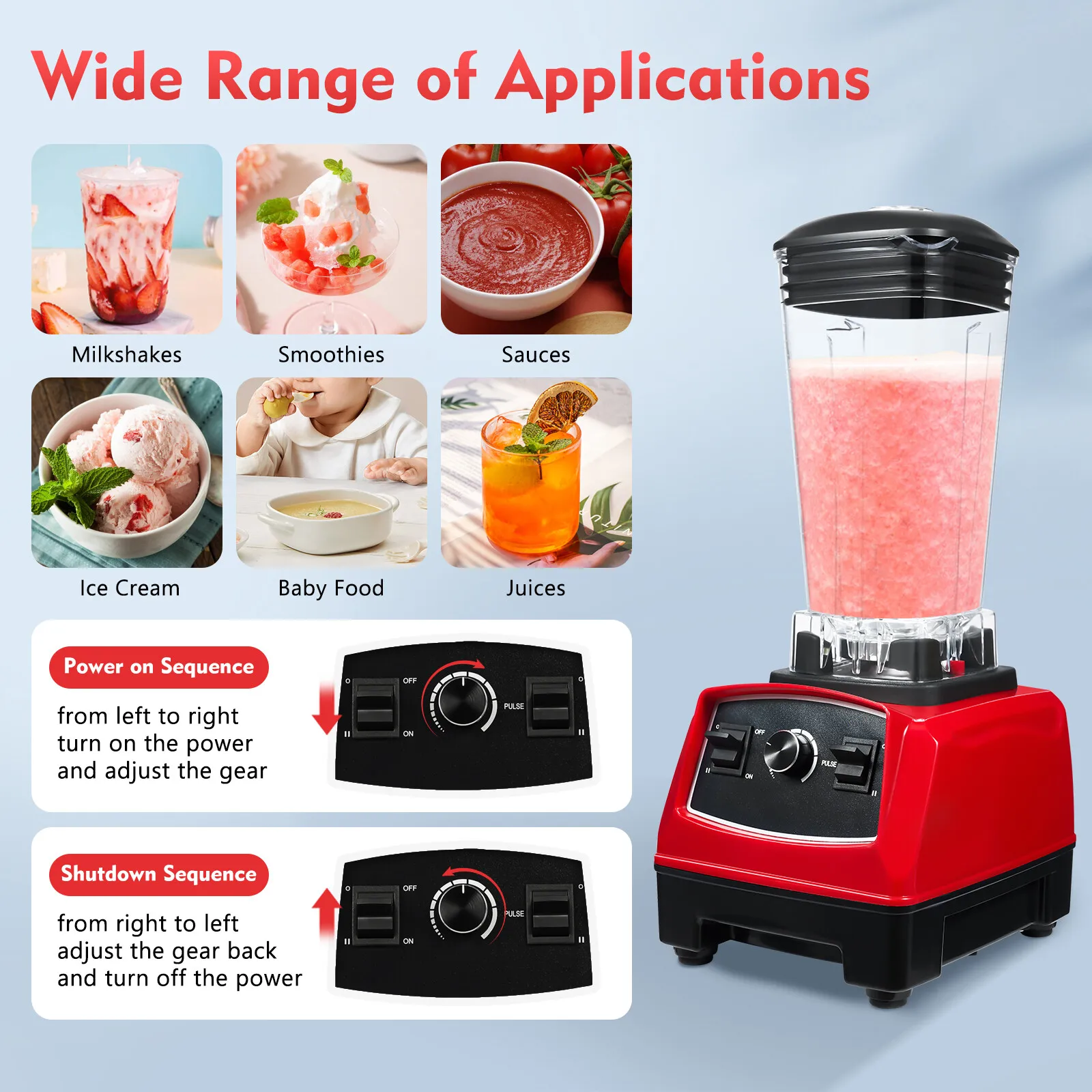 

3HP 2L Professional Blender Heavy Duty Commercial Blender Mixer Juicer