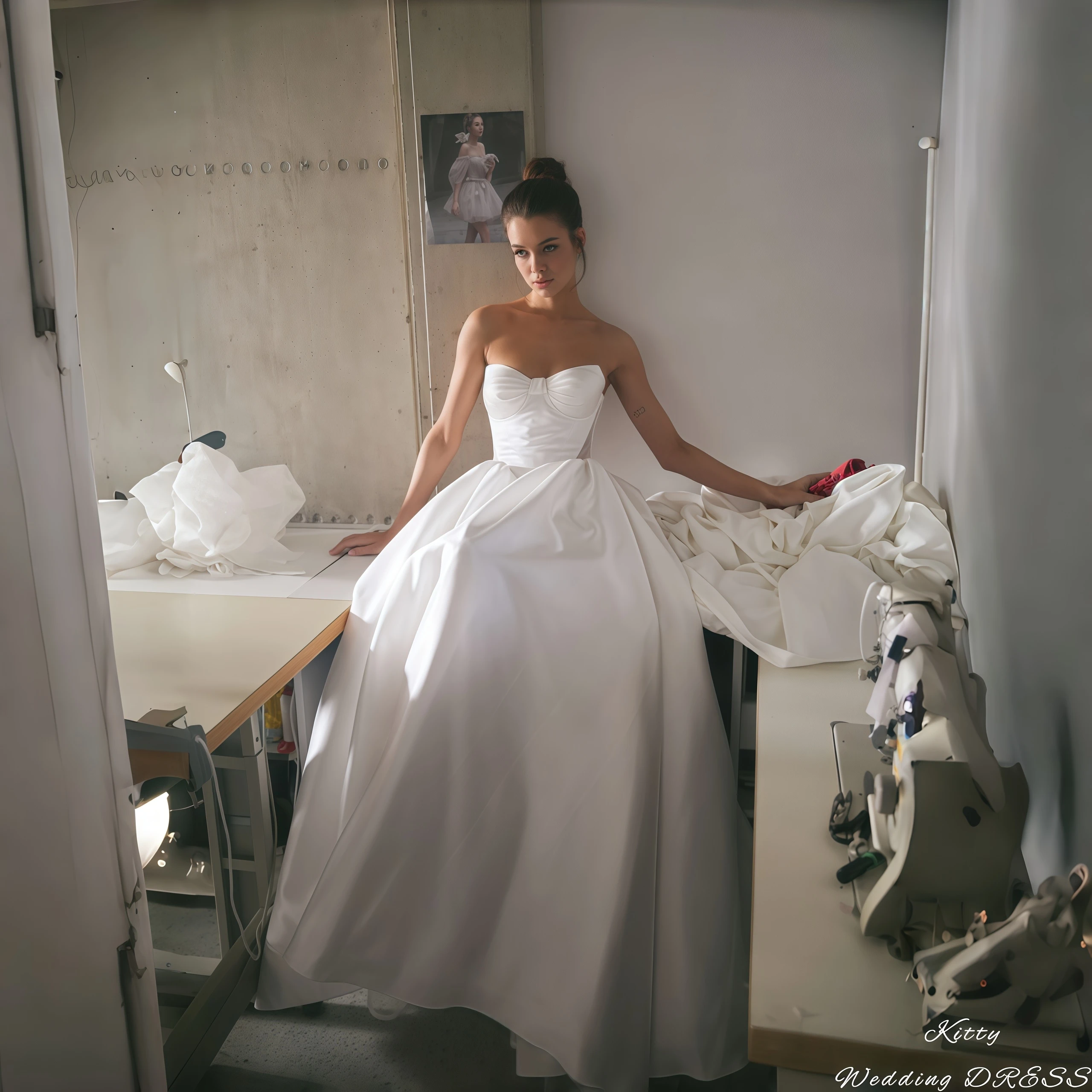 

Kitty Customized Elegant Wedding Dress 2026 Strapless Sweetheart Sleeveless Corset Bodice Satin Floor Length Train Bridal Gowns