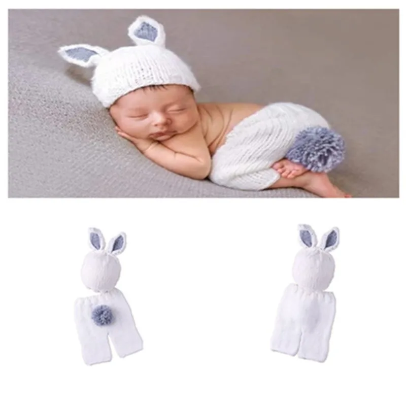 Newborn Photography Clothing Costume Little Rabbit Baby Set Studio Baby Full Moon Photography Costume Props Photography Props