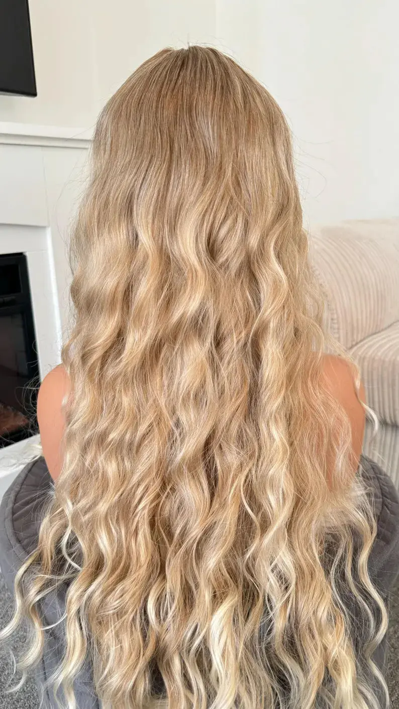 باروكة نسائية طويلة الطول أشقر فاتح صناعي عالي الدقة باروكات أمامية من الدانتيل مع جذور داكنة تسليط الضوء على موجة فضفاضة بدون صمغ جاهزة للارتداء #5