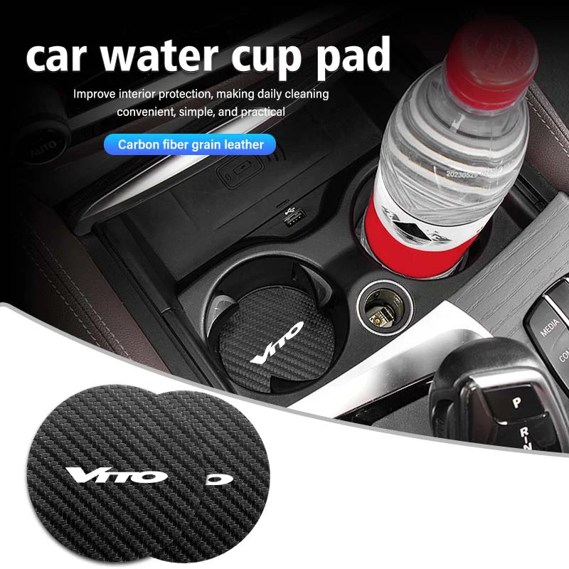 

2pcs Car Drink Bottle Hoder Mat Sift-proof Protector Pad For Mercedes Benz W124 W203 W204 SLK CLA SL SLC C CLASS B CLASS E CLASS