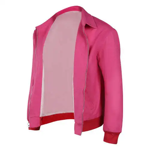 Fashion Movie Barbi Pink Jacket for Woman Men Ken Ryan Gosling Coat Loose Casual Zipper Tops Halloween Cosplay Costume Anime