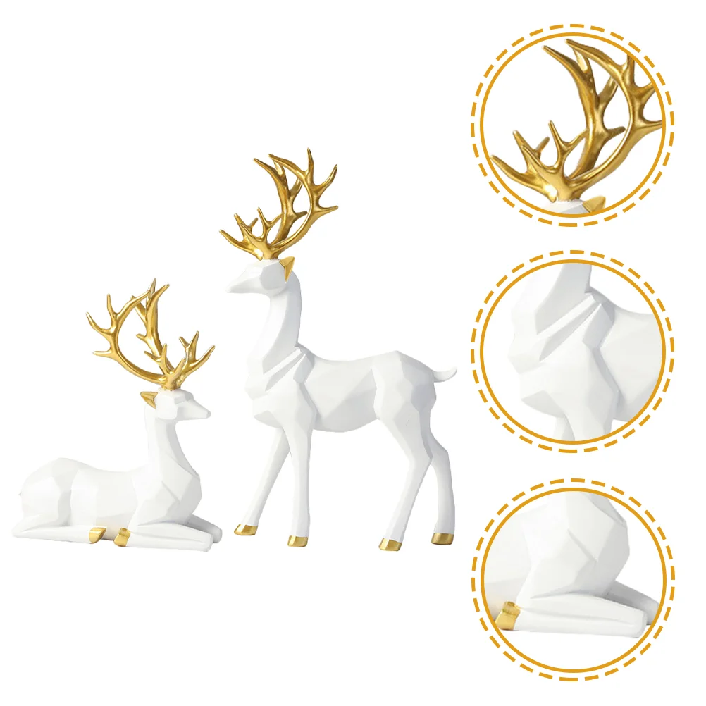 2 Pcs Origami Elk Ornaments Deer Decor Statue Reindeer Luxury Bedroom Figurines Home for Living