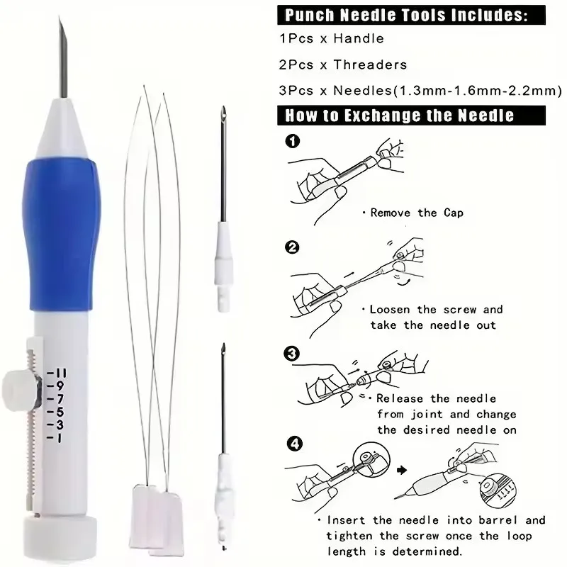 Afbeelding 4: 50 Kleuren Punch Needle Borduurset voor Beginners en Volwassenen - Complete Naaiset met Draden voor Creatieve en DIY Projecten