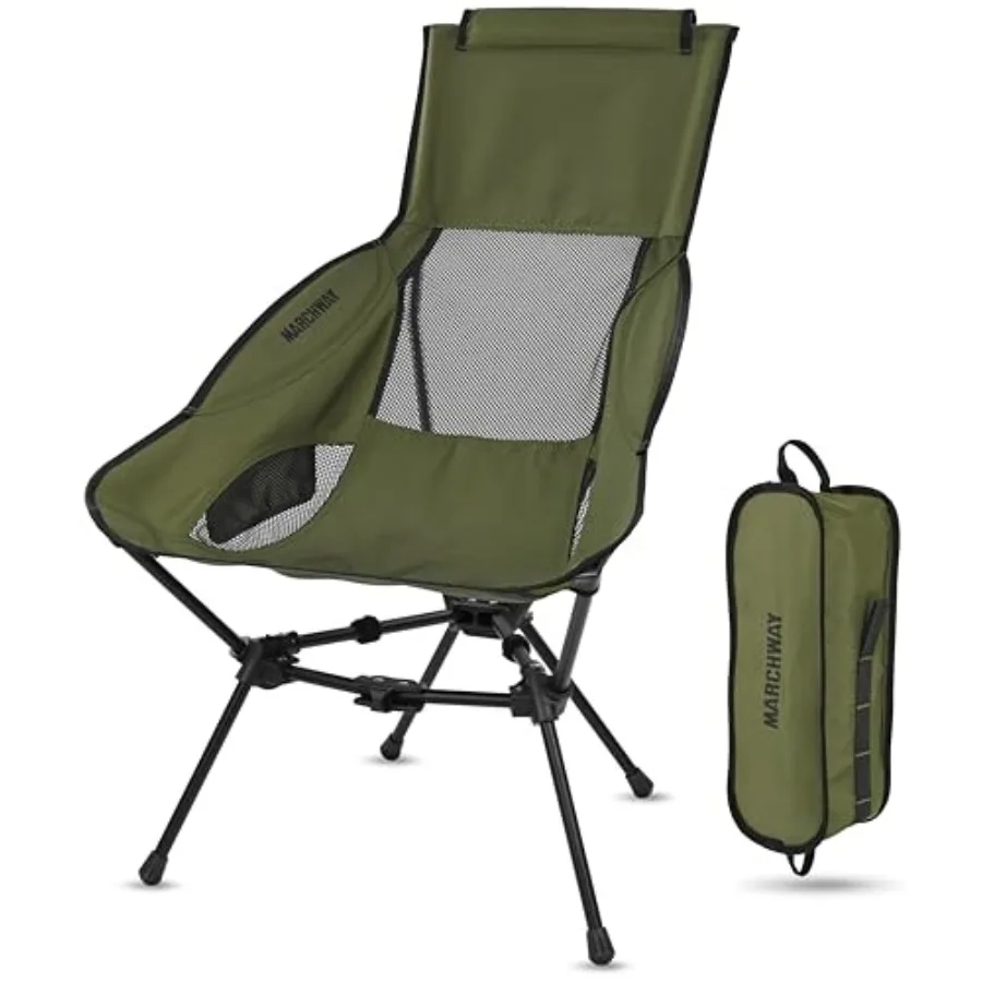 

Lightweight Folding High Back Camping Chair with Head Support Stable Portable Compact for Outdoor Camp Travel Beach Picnic Fest