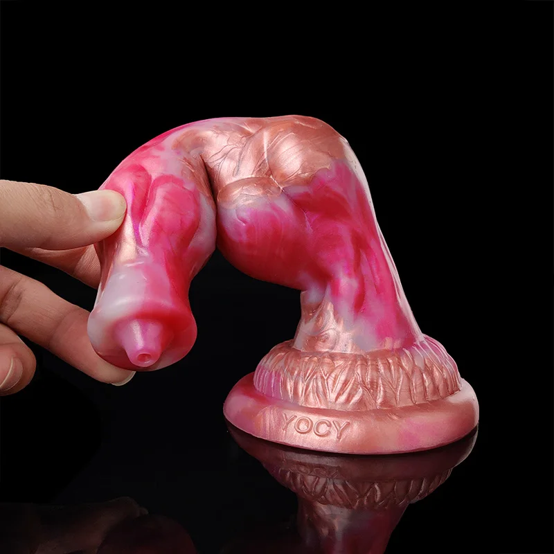 YOCY Double Knot Dildo Wolf Dog Penis With Suction Cup Sex Toy For Women Men Animal Cock Soft Silicone Anal Plug Masturbator