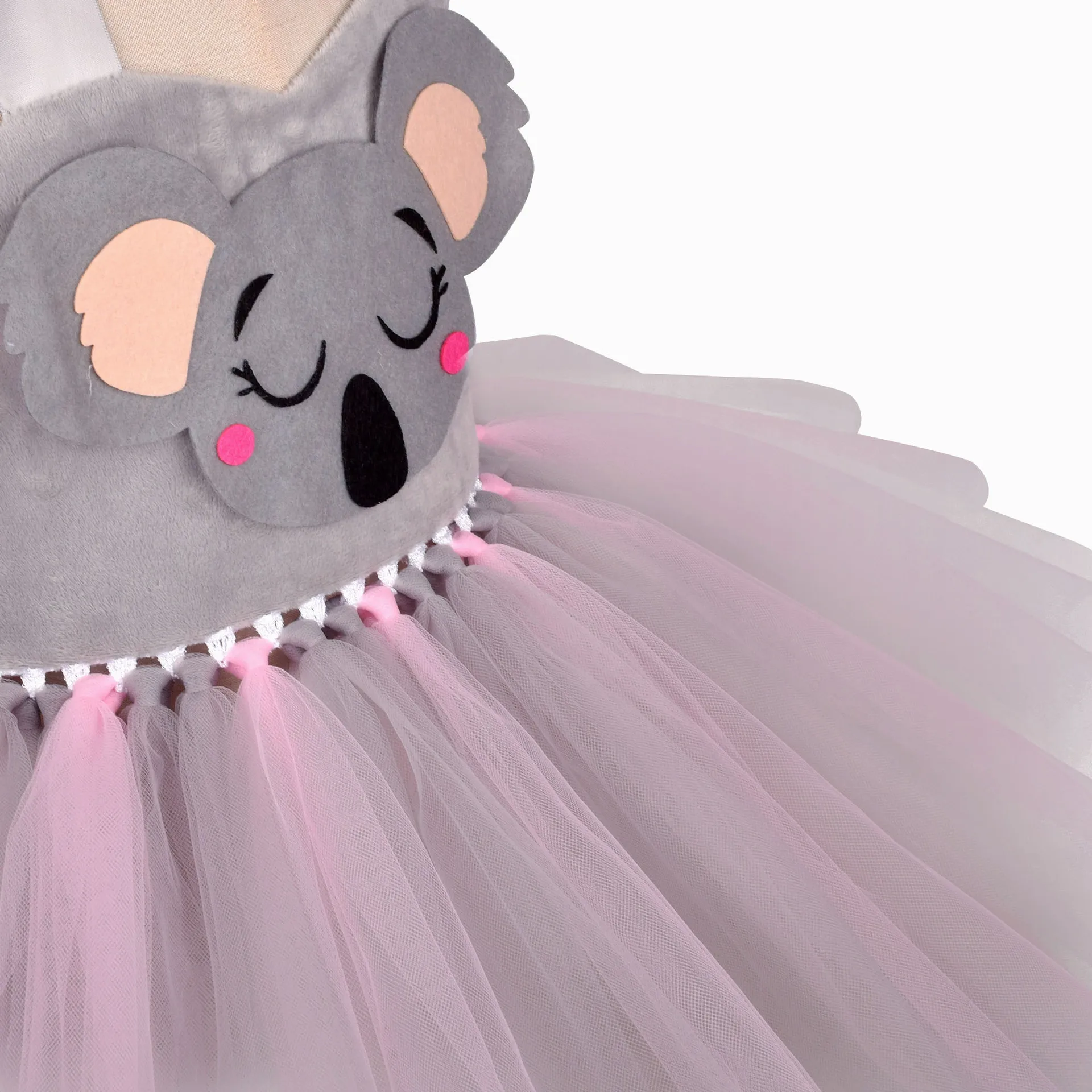 Baby Girls Koala Bear Tutu Dress For Kids Toddler Halloween Animal Costumes Children Birthday Tulle Outfit With Ear Headband Set