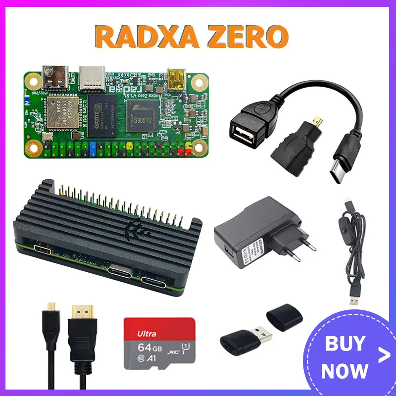 

RADXA ZERO Amlogic S905Y2 Quad Cortex-A53 WIFI & BT Same Size as Raspberry Pi Zero 2 W Optional Case Power Supply