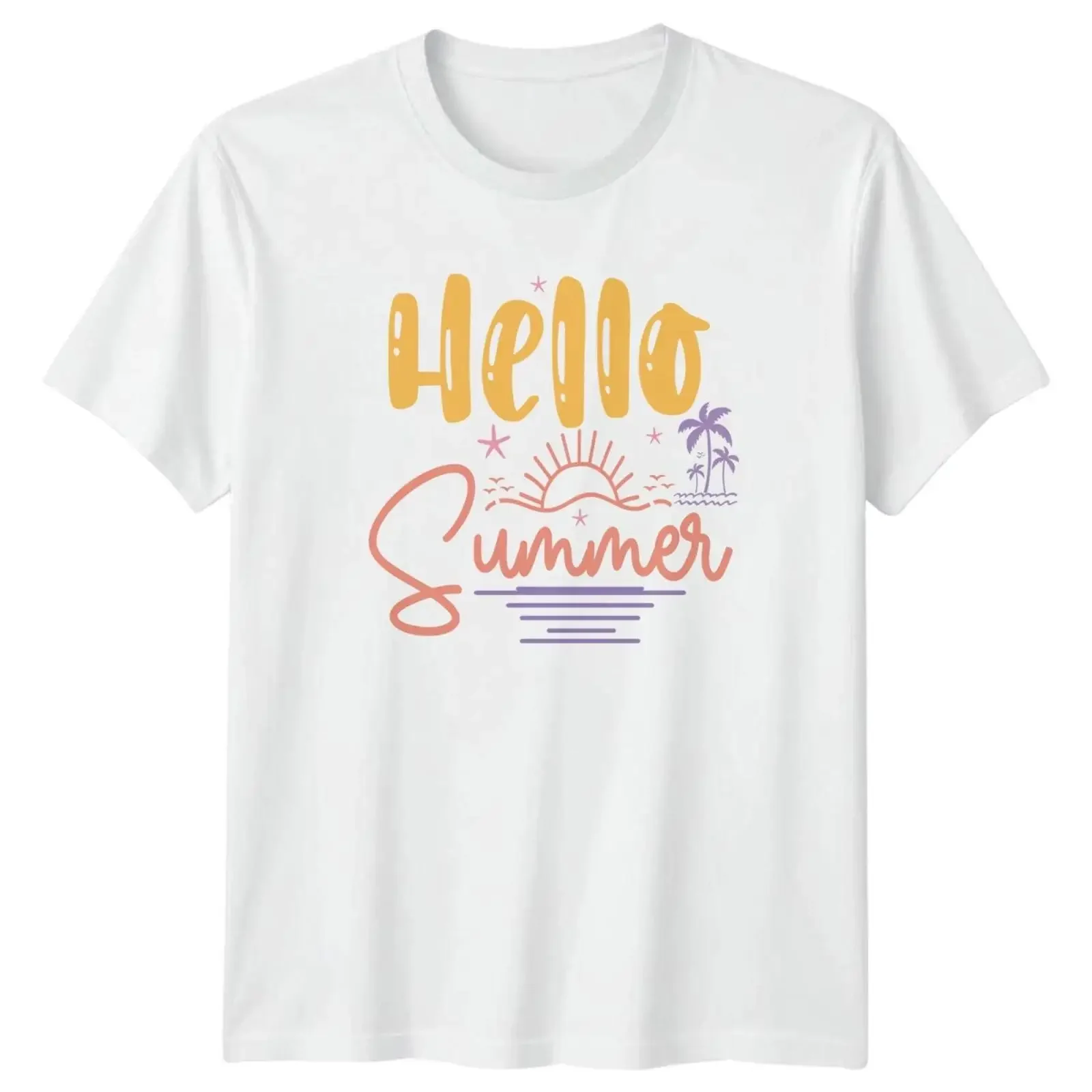 Hallo Sommer T Shirt Tropical Strand Urlaub Geschenk vintage Washed fashion Unisex streetwear Stylish homme Versatile Slightly