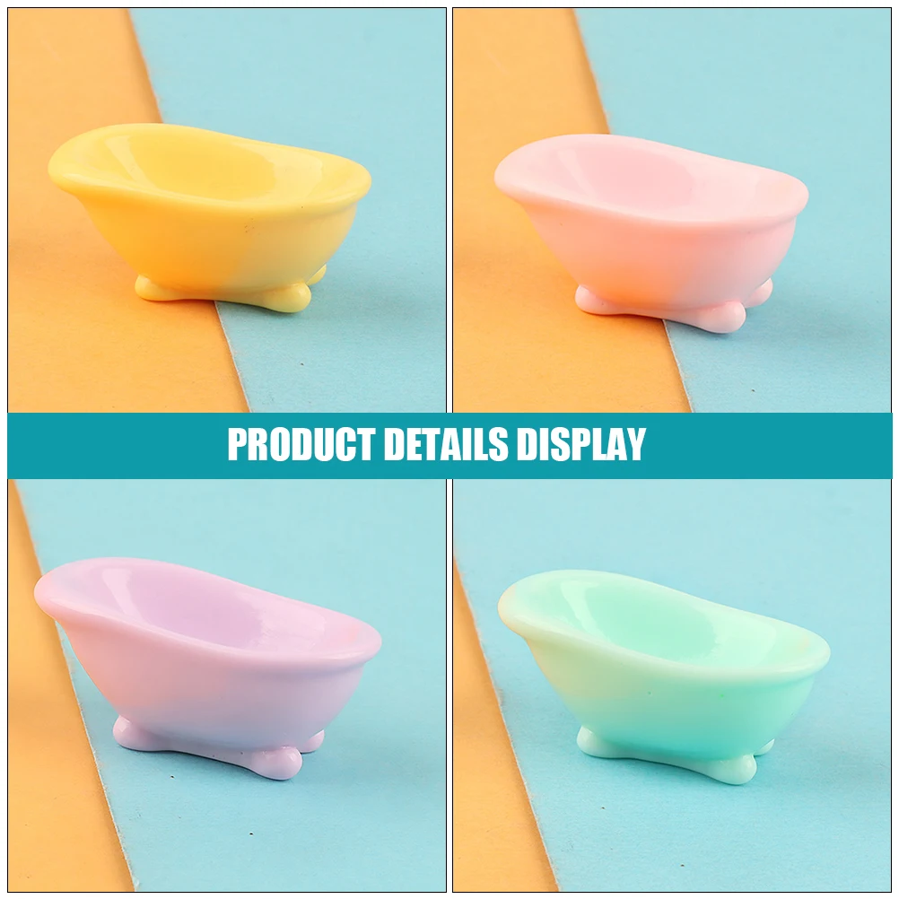 

8pcs Micro Landscape Ornament Miniature Bathroom Bathtub Resin Adornments Dollhouse Decor Bright Colors Fashionable Design