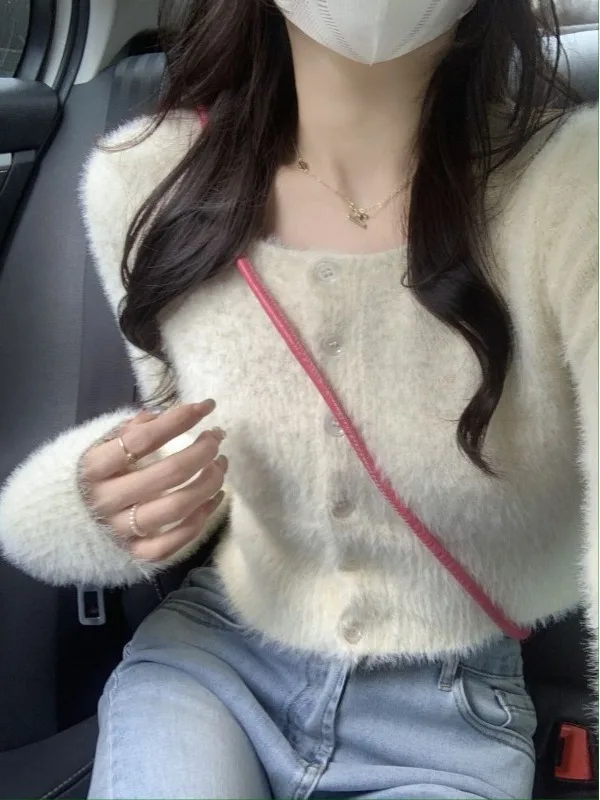 

Мягкий длинный вязаный кардиган с квадратным вырезом, женский свитер с высокой талией, облегающий, для осени 2025