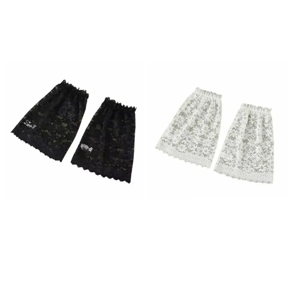 Elegant Solid Color Lace Floral Cuffs Bell Sleeves Mesh Fake Sleeves White Stretchable Wrist Accessories Wedding Dress