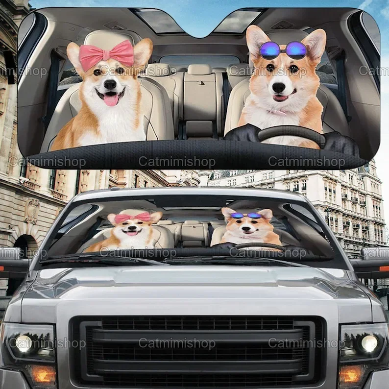 

Солнцезащитный козырек Corgi, автомобильный аксессуар Corgi, автомобильный Декор Corgi, автомобильное ветровое стекло, подарок для пар L