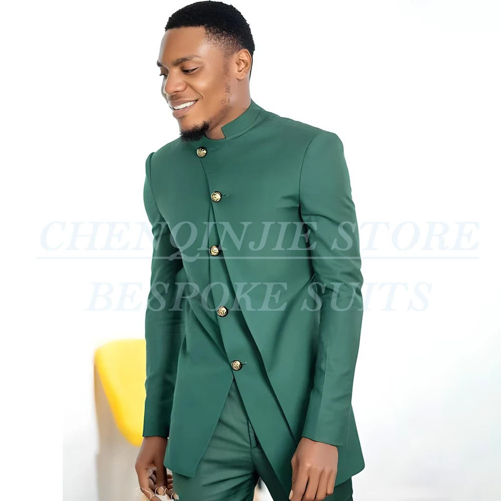 

Indain Men's Suits For Wedding Irregular Stand Lapel Blazer High Quality 2 Piece Jacket Pants bespoke Male Clothing Costume
