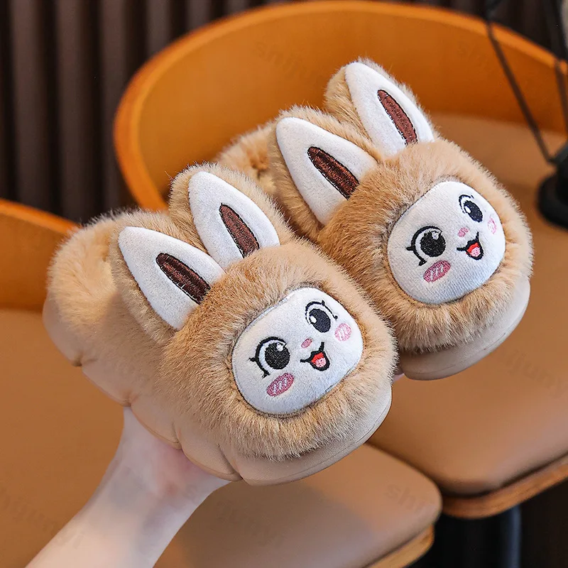 

Children's Winter Slippers Cute 2025 New Cotton Slippers Warm Anti Slip Comfortable Indoor Cartoon Plush Floor Home Slippers