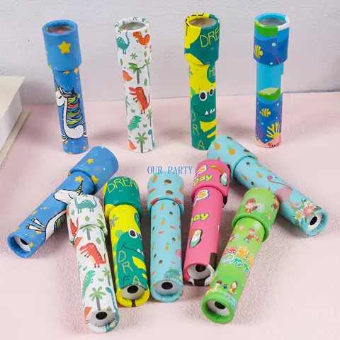 6Pcs 귀여운 회전 만화경 어린이를위한 클래식 교육 장난감 생일 베이비 샤워 파티는 Pinata 필러 학교 상을 선호합니다