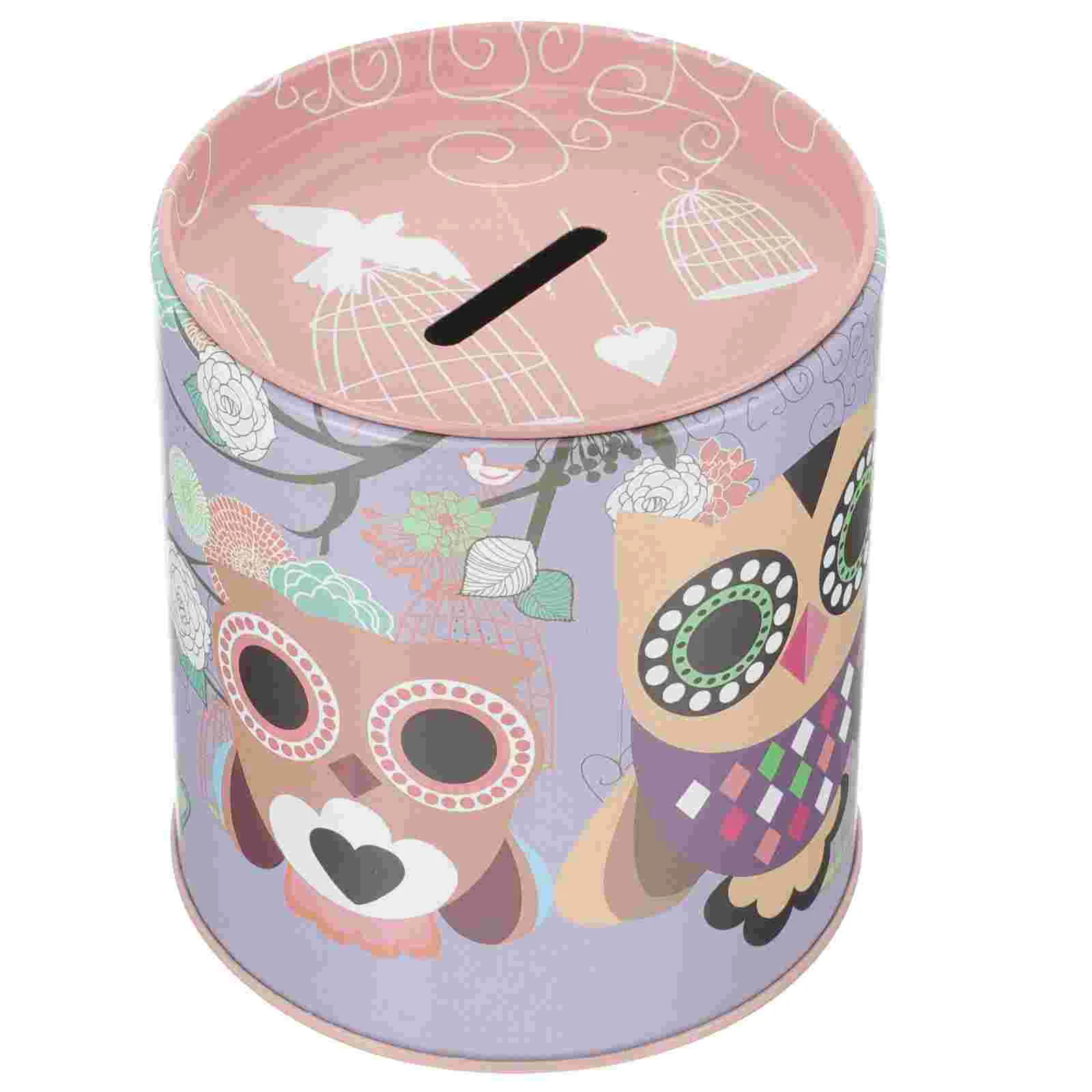 

Cartoon Piggy Bank Owl Pattern Coin Container Kids Money Bank Tinplate Coin Jar small piggy bank unique piggy bank