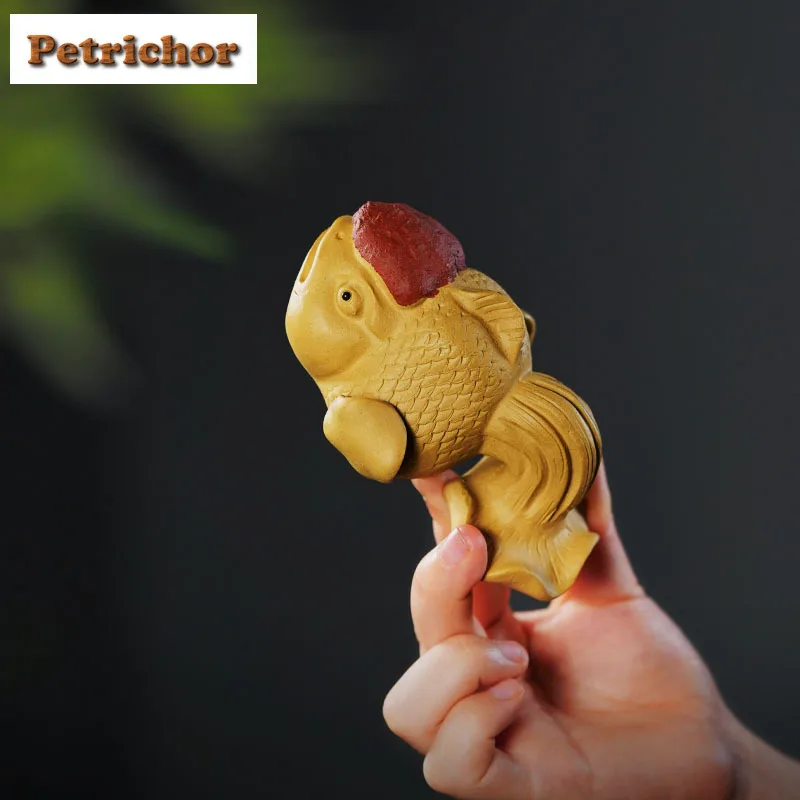 

Yixing Zisha Koi Fish Tea Pet Vintage Tea Games Tea Figurine Play Toys Tea Statue Ornaments Desktop Accessories Collection Gift