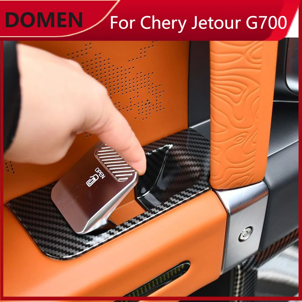 

New LHD For Chery Jetour G700 2025 2026 ABS Carbon Car Side Inner Door handle Knob Protector Door Bowl Handle Frame accessories
