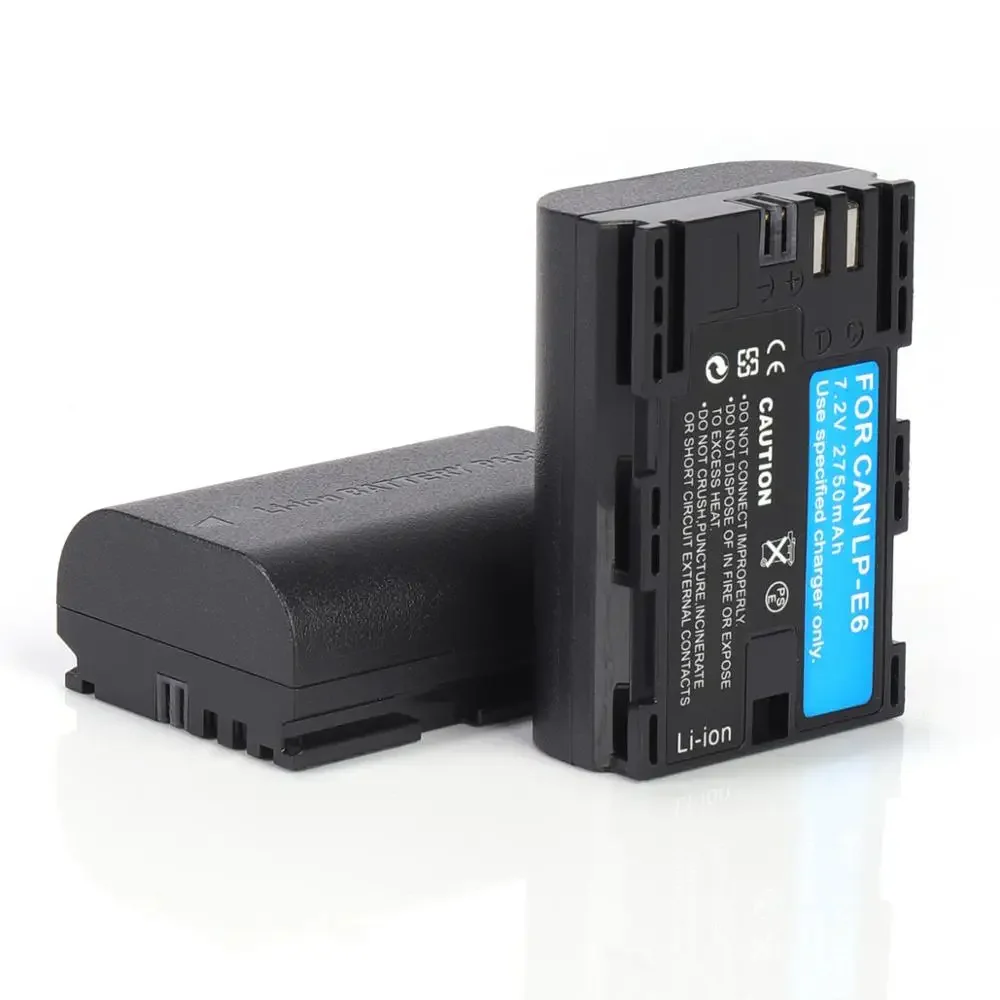 แบตเตอรี่กล้อง LPE6 LP-E6 7.2V 2750mAh สำหรับ Canon สำหรับ EOS 5D Mark II III 3 6D 7D 60D 60Da 70D 80D 90D DSLR สำหรับ5DS EOS