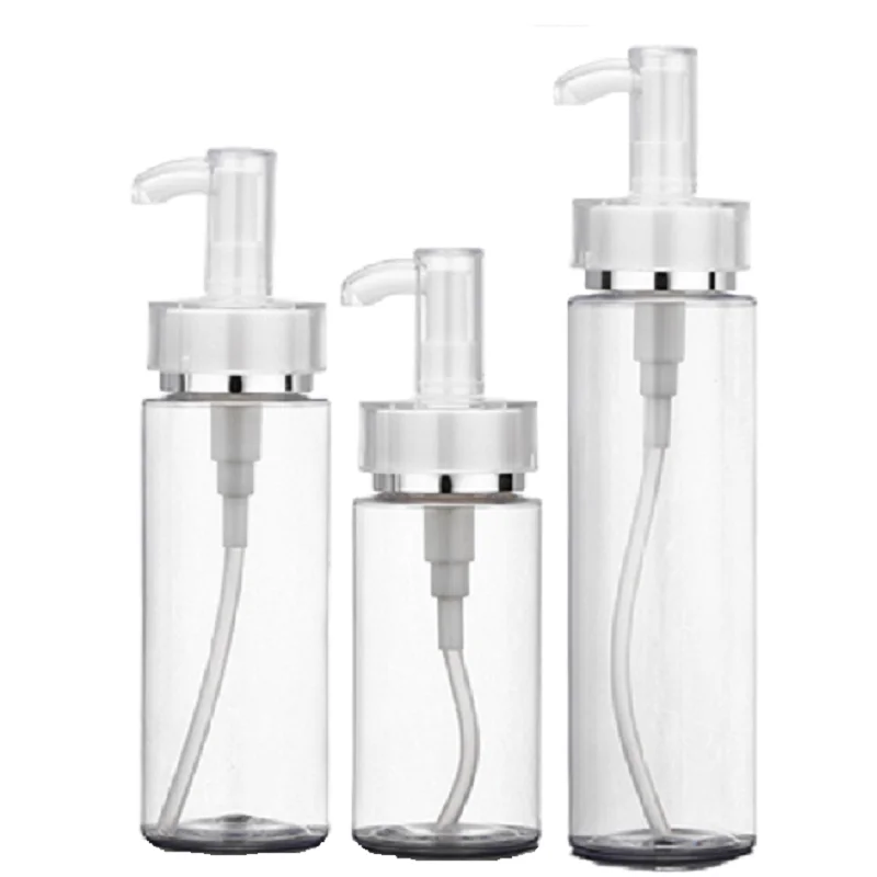 

20pcs Transparent PET Plastic Bottle Cosmetic Packaging Emulsion Shampoo Rerillable Bottle 120ml 160ml 200ml Lotion Pump Bottles