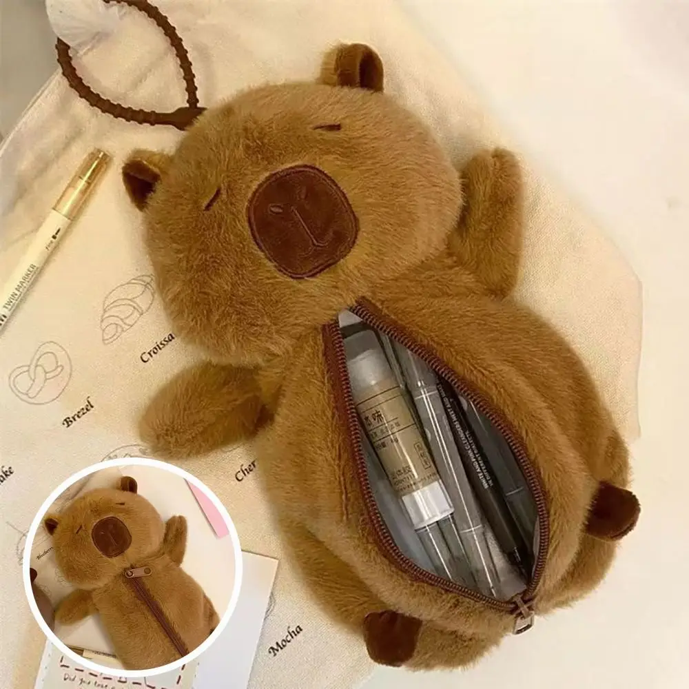 High Quality Plush Pen Bag Large Capacity Capybara Toy Pencil Case Multifunctional Pen Box Student