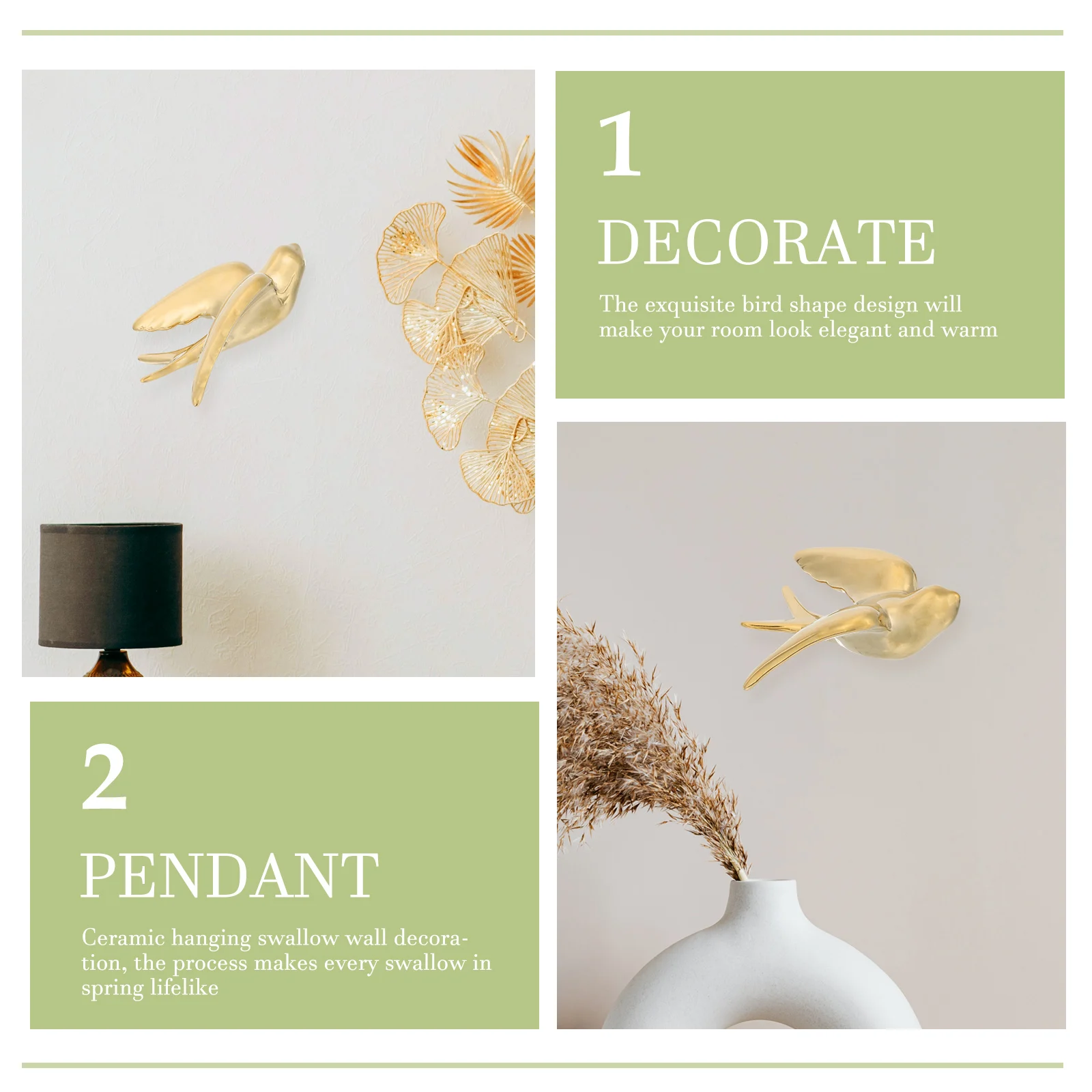 

Ceramic Wall Hanging Bird Decor Swallows nament Nordic Style Indoor Outdoor 3D Decoration Living Room Garden Porch Balcony