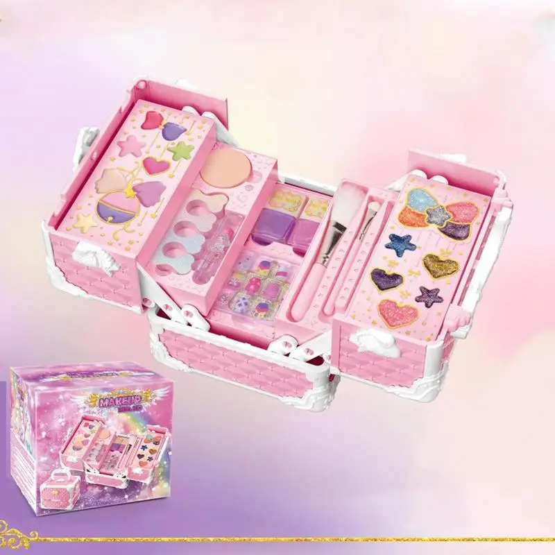 Jouets de maquillage pour filles, jeu de maquillage, vanités de maquillage, jouets, Kits de cosmétiques, comprend une mallette de rangement pour petites filles et enfants