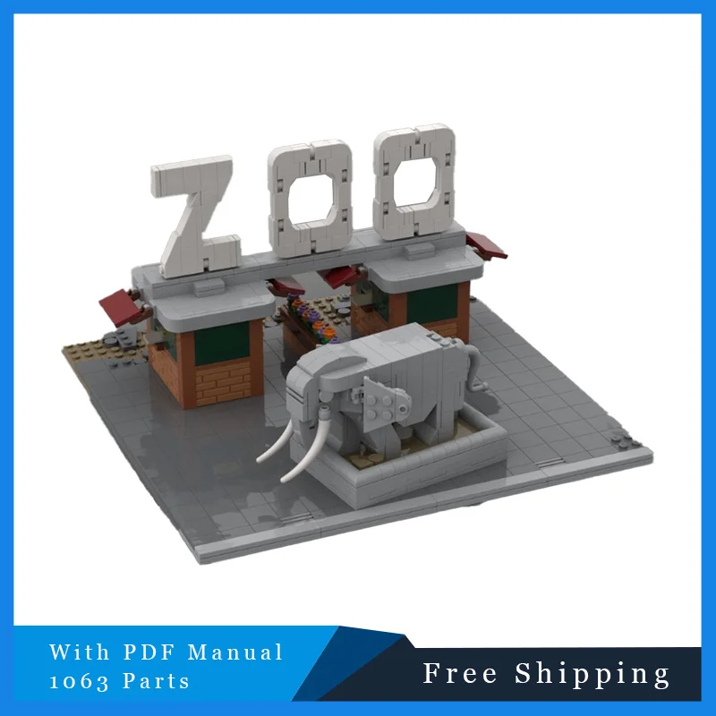 

1063 шт. средневековый вид на улицу слон зоопарк вход вид на улицу кирпичный блок модель комбинированные наборы игрушки подарки на день рождения и Рождество