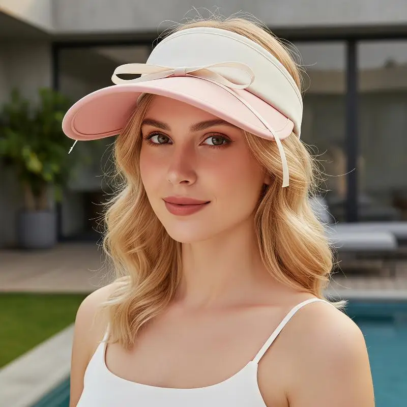 Damen-Sonnenschutzhut mit UPF50, süßer Schleifendekoration und 99% UV-Schutz, perfekt für Sommer, Strand, Reisen und Outdoor-Aktivitäten. – Detail 2